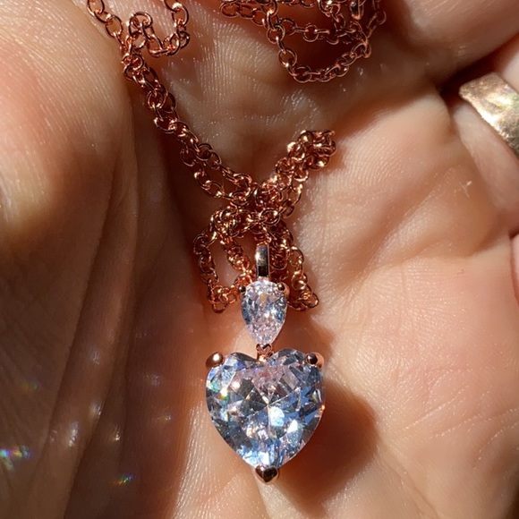 NEW 14k rose gold plated diamond necklace - Picture 6 of 6